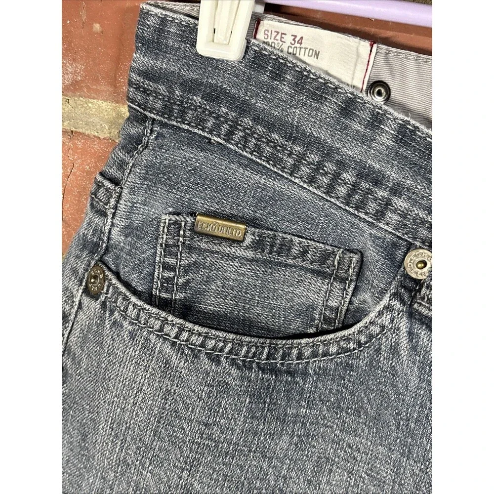 Vintage Y2K Ecko Unltd Unlimited Baggy Denim Shorts Hip Hop Embroidered Mens 34